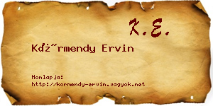 Körmendy Ervin névjegykártya
