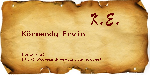Körmendy Ervin névjegykártya